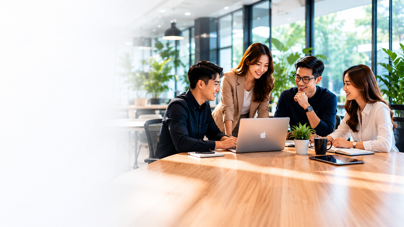 Upfue team collaborating in modern office